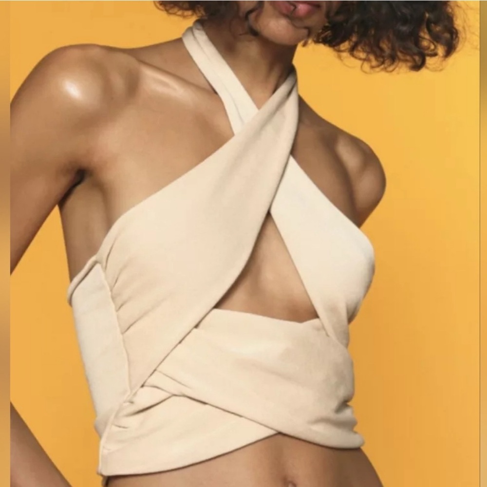 Zara Elegant Cream Halter Top